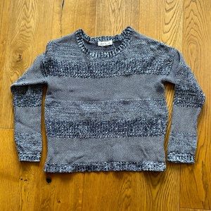 Olive and Oak Small Knit Sweater Dark Blue and White, Multi-textured
